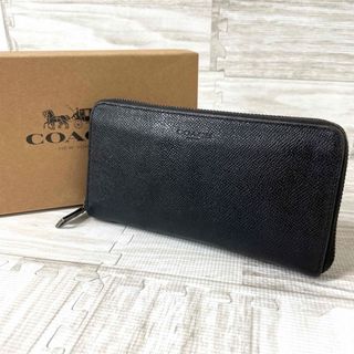 コーチ(COACH)のCOACH コーチ ■ 長財布 ラウンドファスナー レザー ロゴ メンズ 黒(長財布)