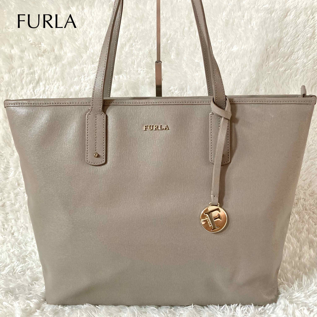 【美品・1回だけ使用】FURLA トートバッグ　A4OK グレージュ　通勤　綺麗