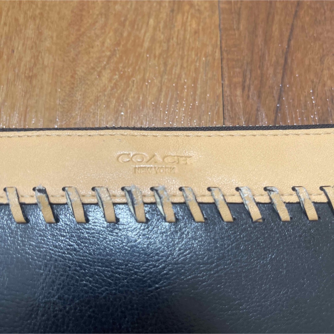 COACH(コーチ)のCOACH ベースボールステッチ アコーディオンウォレット 黒×ベージュ系 メンズのファッション小物(長財布)の商品写真