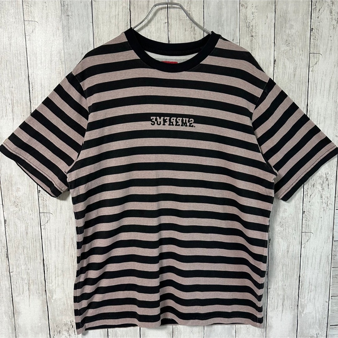 大人気デザイン】supreme シュプリーム Tシャツ センターロゴ ボーダー