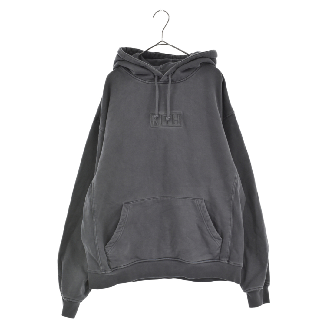 KITH キス 20AW WILLIAMS III HOODIE OVERDYE KH2559 ウィリアムズ フーディ ボックスロゴプルオーバーパーカー チャコールグレー