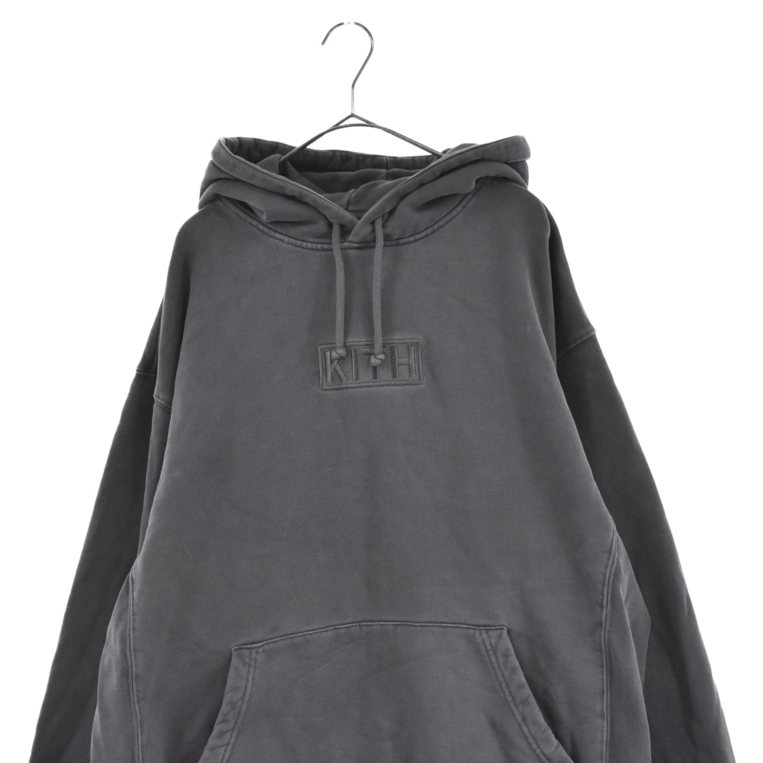 KITH キス 20AW WILLIAMS III HOODIE OVERDYE KH2559 ウィリアムズ フーディ ボックスロゴプルオーバーパーカー チャコールグレー 2