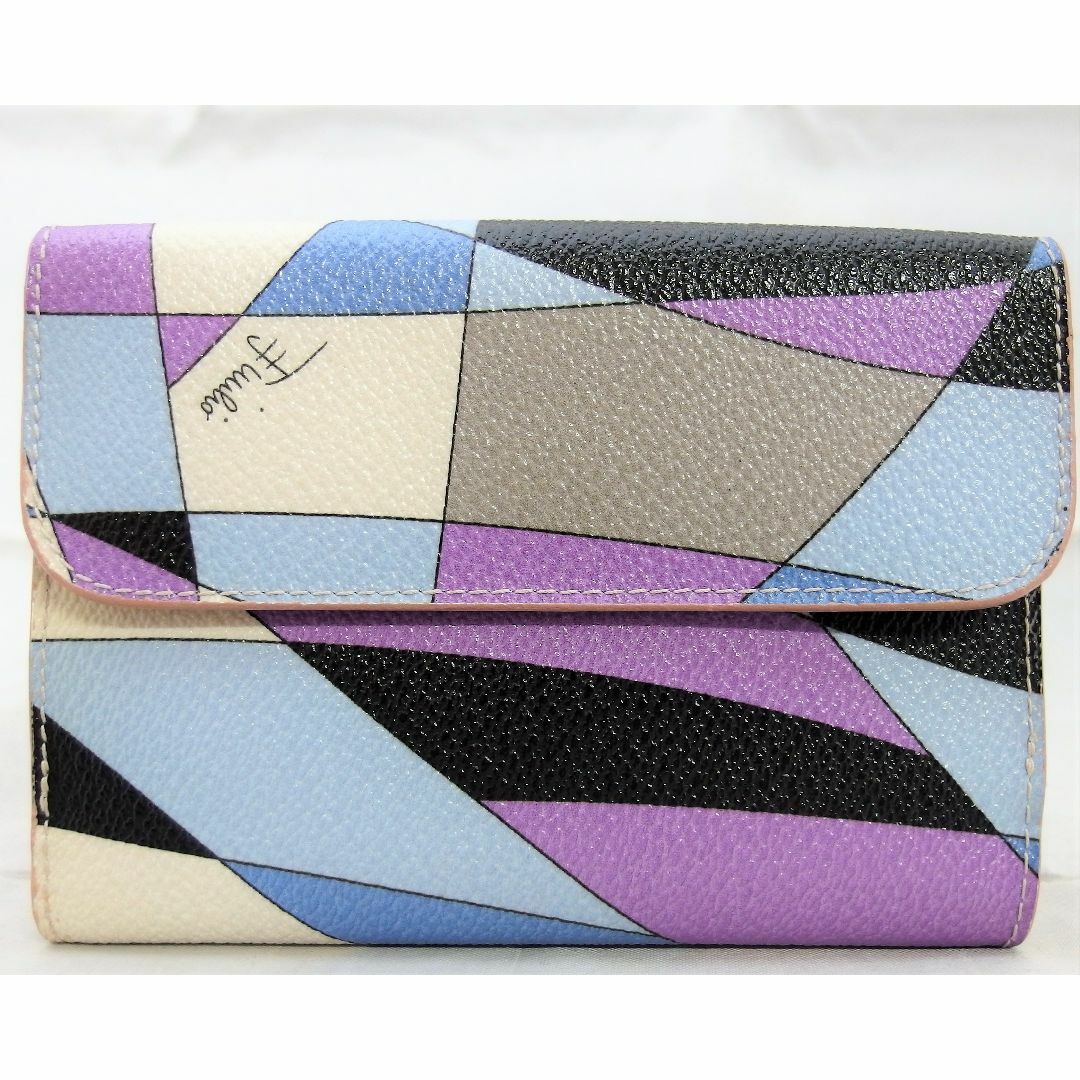 EMILIO PUCCI(エミリオプッチ)のEMILIO PUCCI　エミリオプッチ　レザー 二つ折り財布 レディースのファッション小物(財布)の商品写真