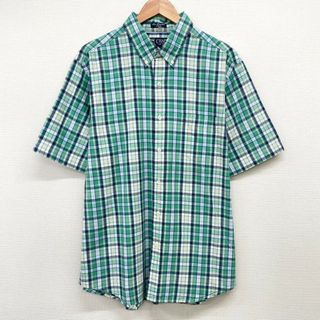 ラルフローレン(Ralph Lauren)のUS古着 チャップス CHAPS ボタンダウンシャツ 半袖 チェック柄 Sun-Drenched Poplin サイズ：メンズ L グリーン×ネイビー×ホワイト×イエロー 【中古】(シャツ)