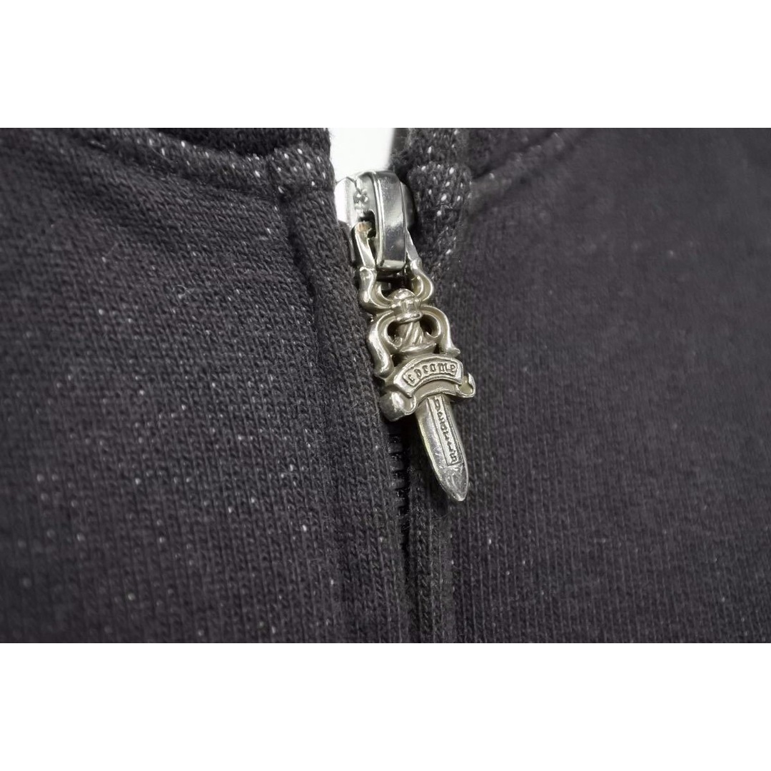 CHROME HEARTS クロムハーツ ダガー 刺繍 ジップアップパーカー クロスボール ダブルジップ グレー 美品 中古 42026