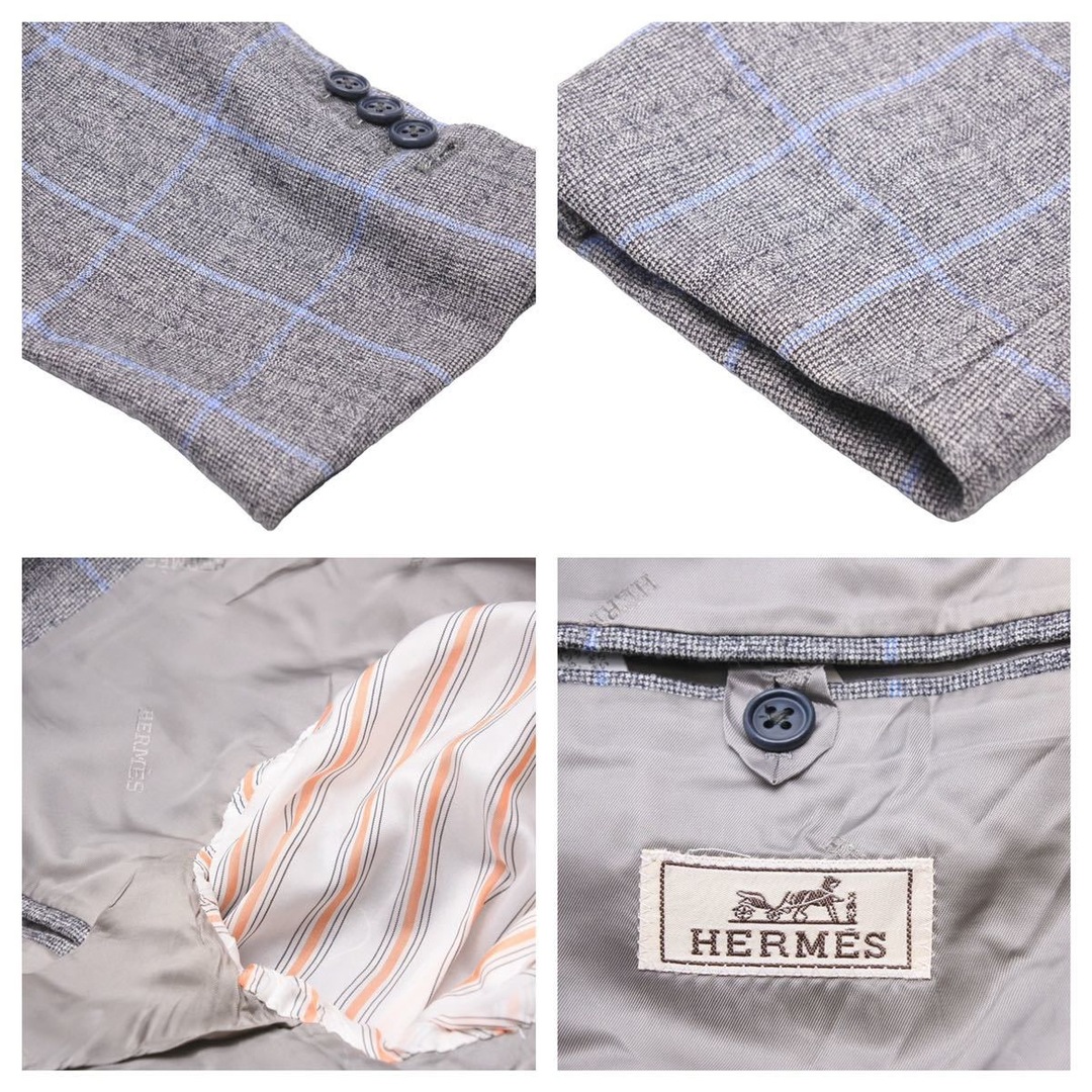 Hermes(エルメス)のHERMES エルメス スーツ セットアップ ジャケット ベスト パンツ A9300 ウール グレー ブルー 美品 中古 41829 レディースのレディース その他(セット/コーデ)の商品写真