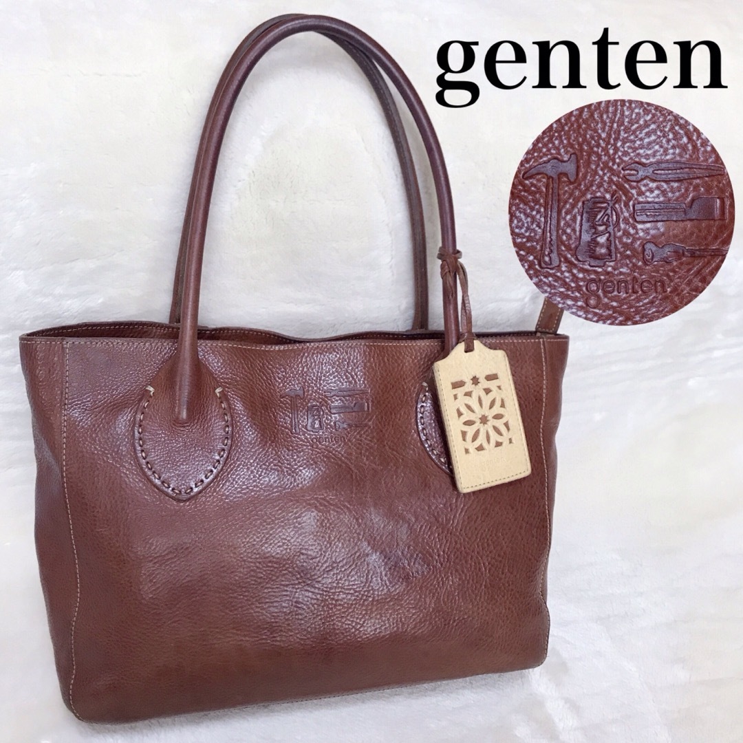 genten - 美品 genten 工具型押し 肩がけ トートバッグ ショルダー