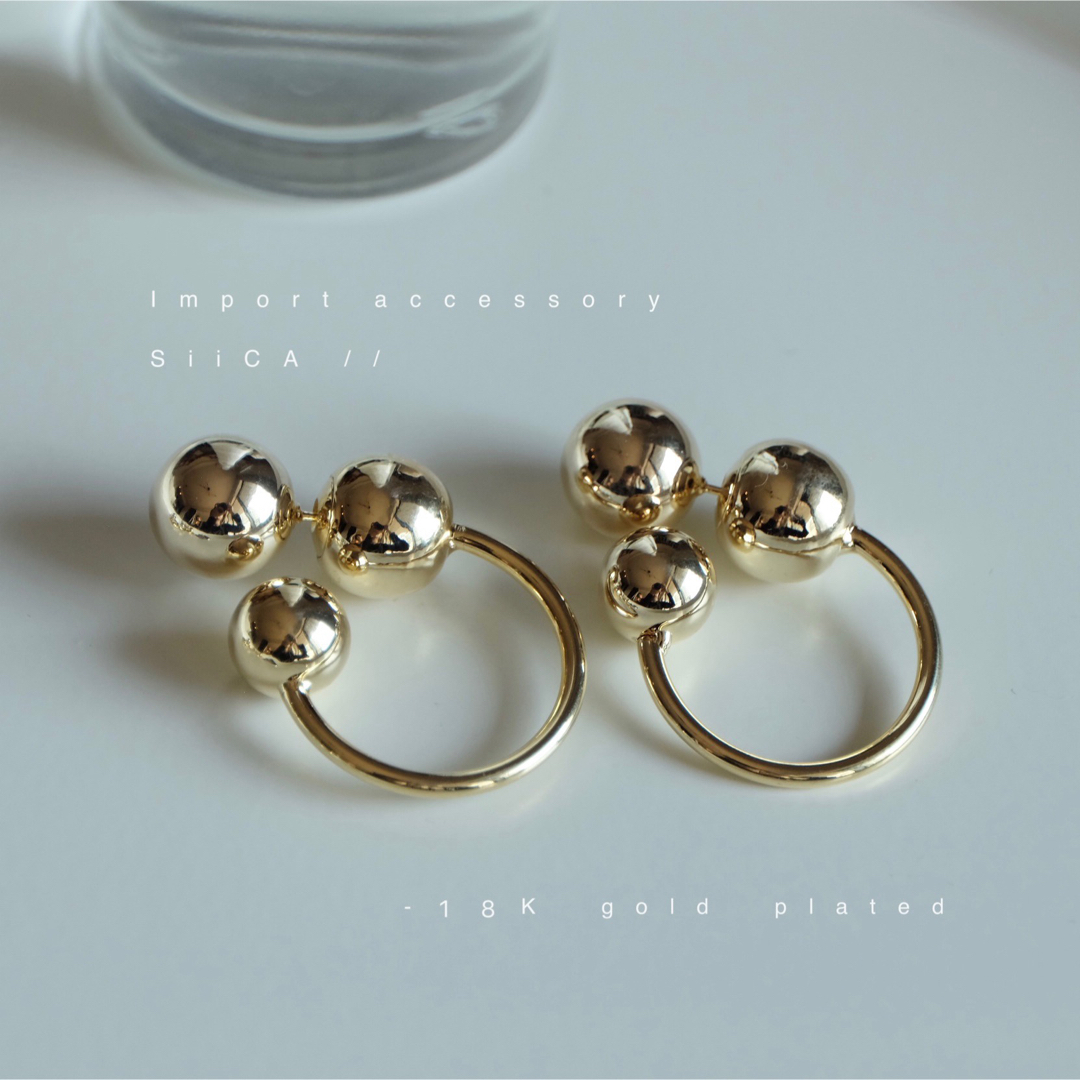 L'Appartement DEUXIEME CLASSE(アパルトモンドゥーズィエムクラス)のNo.P2323⌇ball hoop pierce ❪gold❫ ⌇K18 レディースのアクセサリー(ピアス)の商品写真