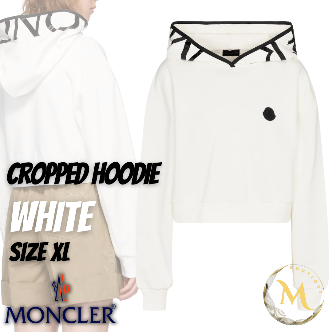 ☆未使用タグ付き・本物保証☆MONCLER Cropped パーカー XL 白色-