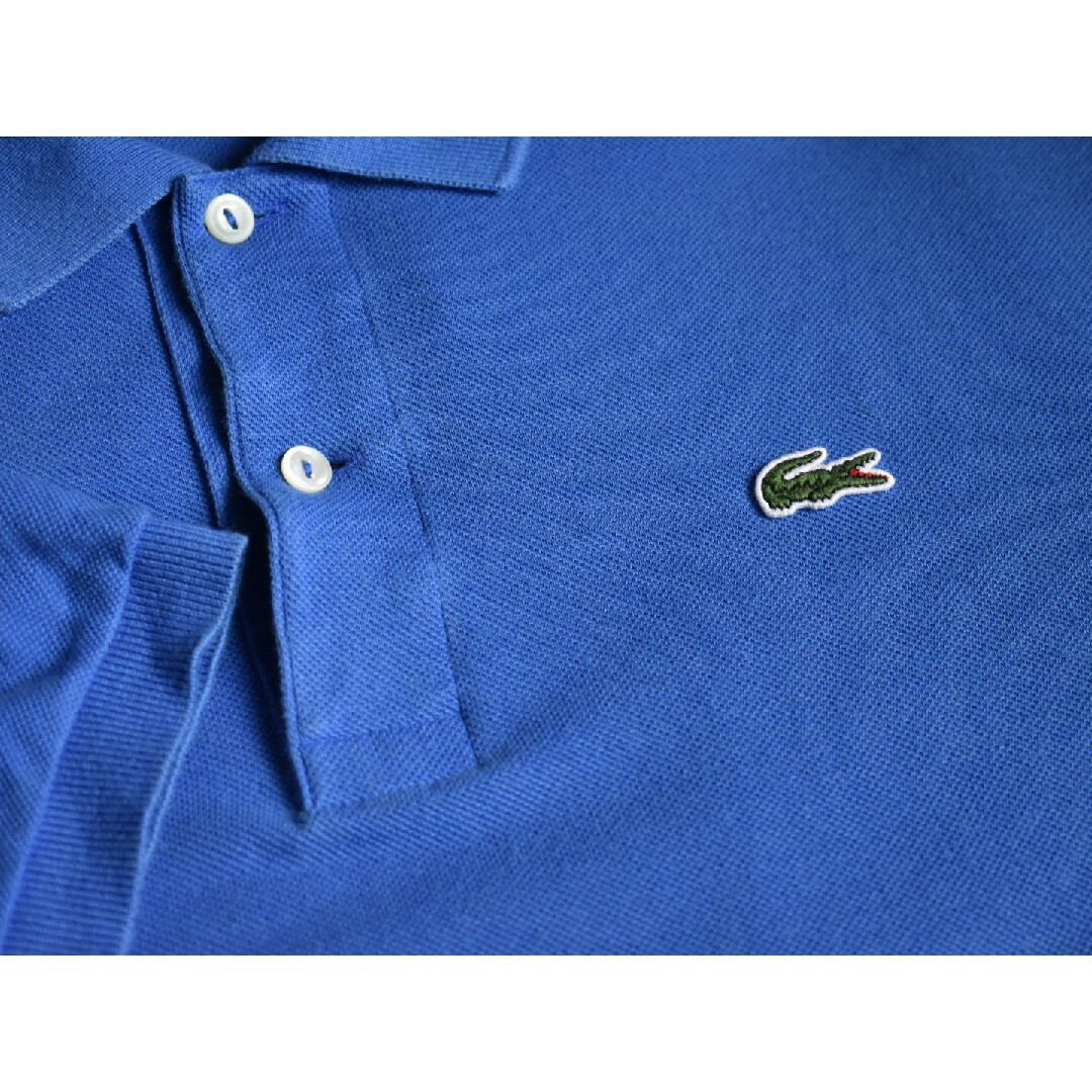 LACOSTE(ラコステ)の古着★ラコステ ペルー製 ビッグサイズ ワンポイント刺繍ロゴ 青 ポロシャツ 6 メンズのトップス(ポロシャツ)の商品写真