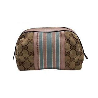 グッチ(Gucci)の美品 グッチ ポーチ GGキャンバス ピンク ベージュ 256636(ポーチ)