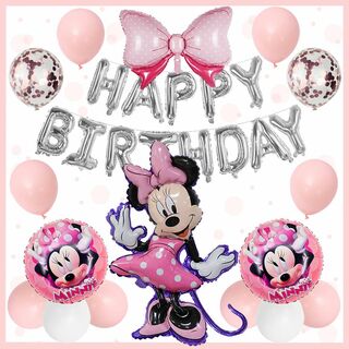 ミニー 風船 パーティー バルーン 誕生日 お祝い ピンク×HBシルバー(ウェルカムボード)