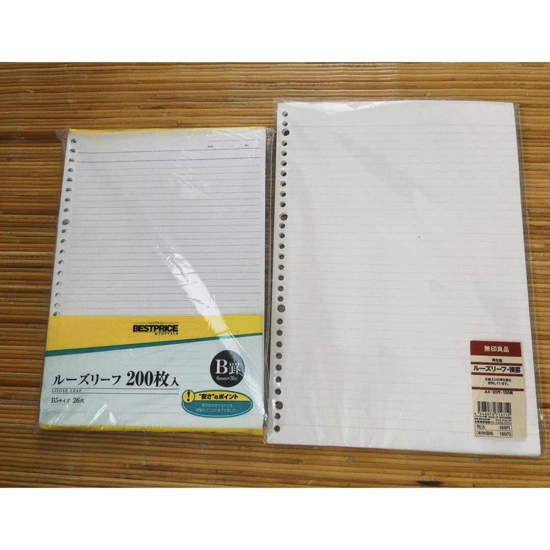MUJI (無印良品)(ムジルシリョウヒン)のルーズリーフ A3 B5 インテリア/住まい/日用品の文房具(ノート/メモ帳/ふせん)の商品写真