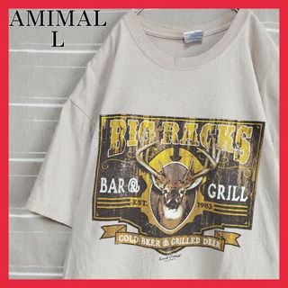ギルタン(GILDAN)のアニマルTシャツtシャツBIGRACKS動物鹿グラフィックアートAMIMALロゴ(Tシャツ/カットソー(半袖/袖なし))