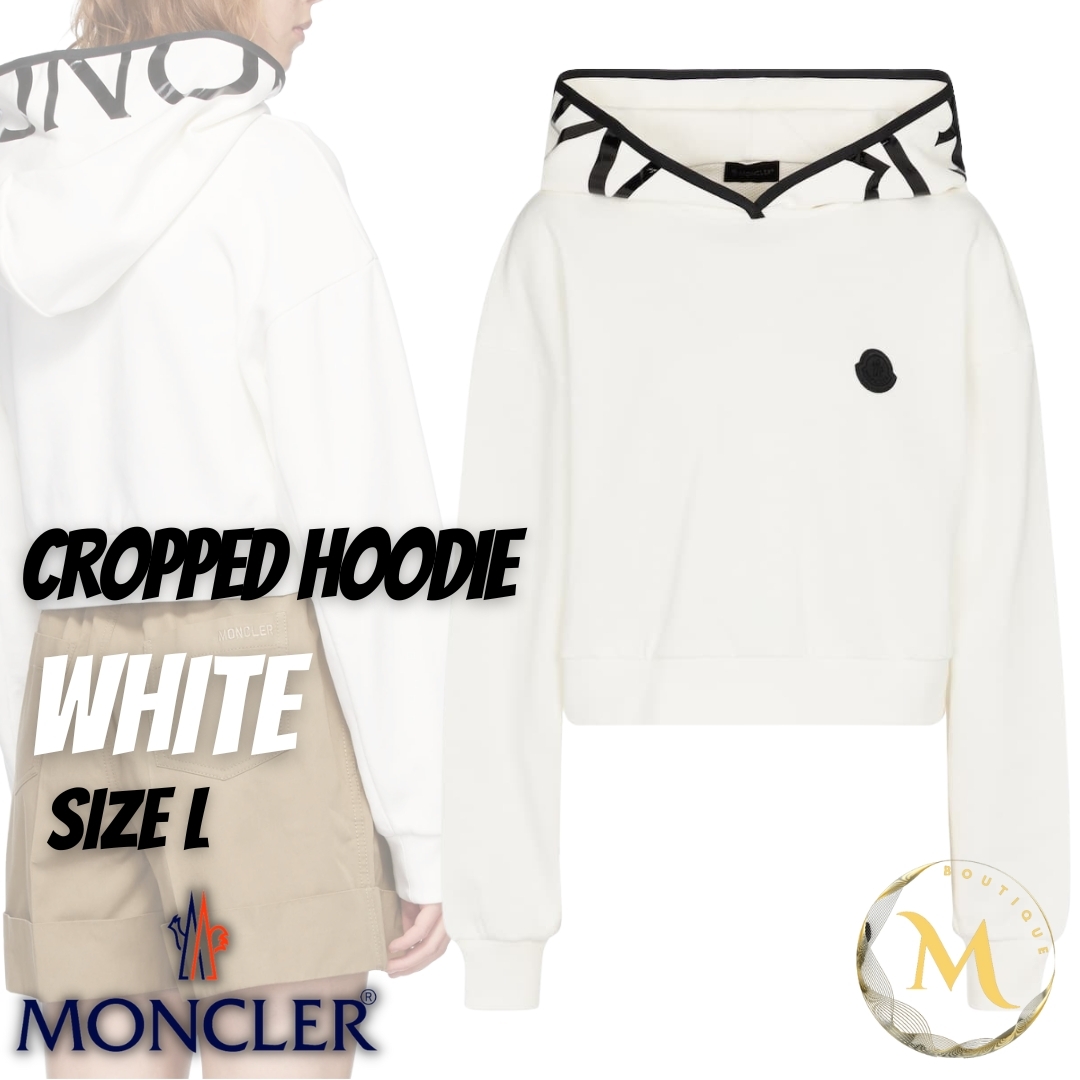 未使用・本物保証☆MONCLER Cropped レタリング パーカー　S　白色