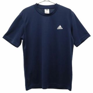 アディダス(adidas)のアディダス ロゴプリント トレーニングシャツ M ネイビー adidas 半袖 Tシャツ スポーツ ウォームアップ ロゴ メンズ 【中古】  【230623】 メール便可(その他)