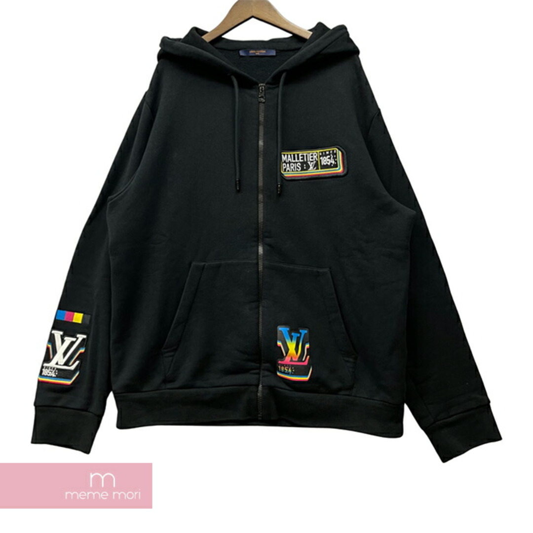 LOUIS VUITTON 2019SS LV Jazz Mulch Logo Hoodie 1AATM8 ルイヴィトン LVジャズマルチロゴフーディ ジップアップパーカー LVロゴ プリント パッチ ブラック サイズXL【230622】【-B】【me04】パーカー