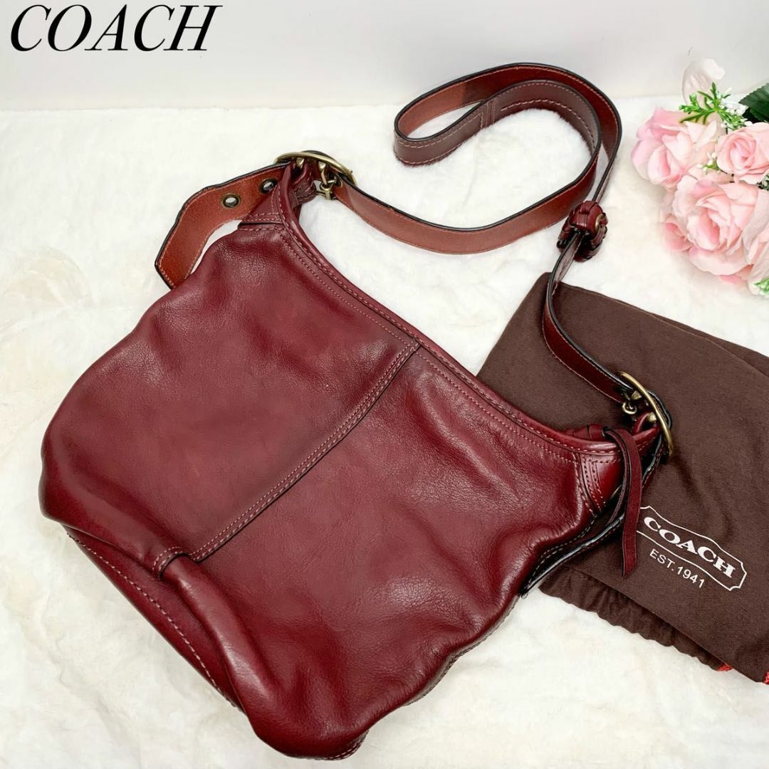 未使用級】COACH（コーチ） 本革ショルダーバッグ レッド オールドコーチ-