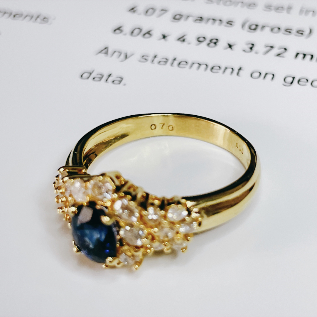 K18 天然ブルーサファイア　ダイヤモンドリング レディースのアクセサリー(リング(指輪))の商品写真