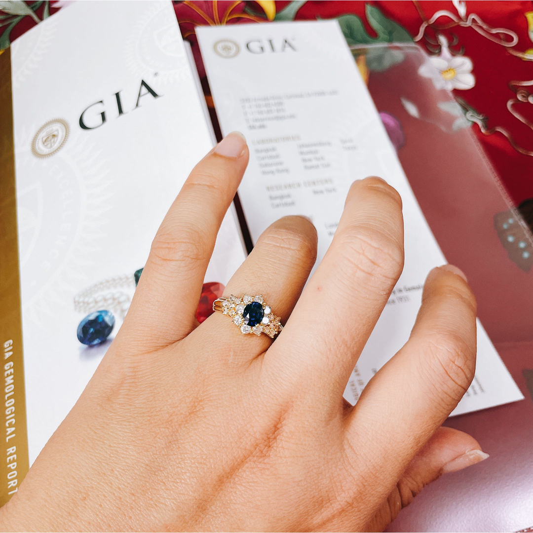K18 天然ブルーサファイア　ダイヤモンドリング レディースのアクセサリー(リング(指輪))の商品写真