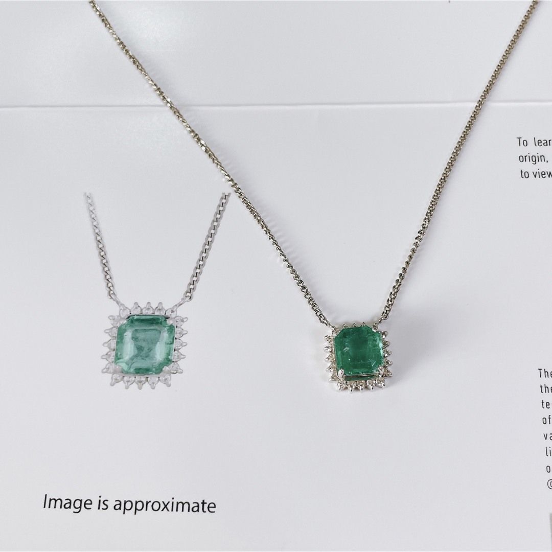 PT850/900 2ctオーバーエメラルド ダイヤモンド ネックレス レディースのアクセサリー(ネックレス)の商品写真