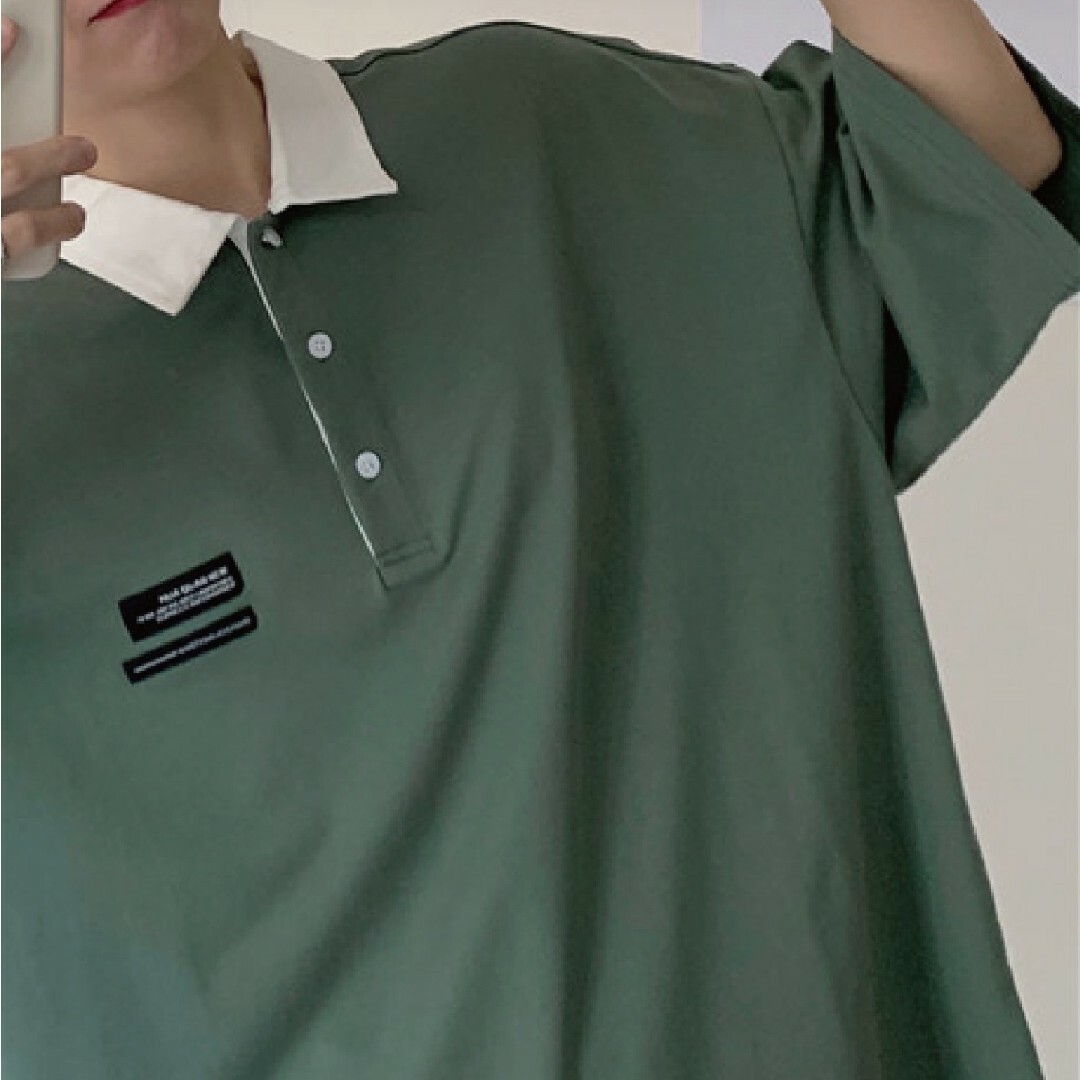 me Jane(ミージェーン)の襟配色BIGシルエットポロ レディースのトップス(シャツ/ブラウス(半袖/袖なし))の商品写真