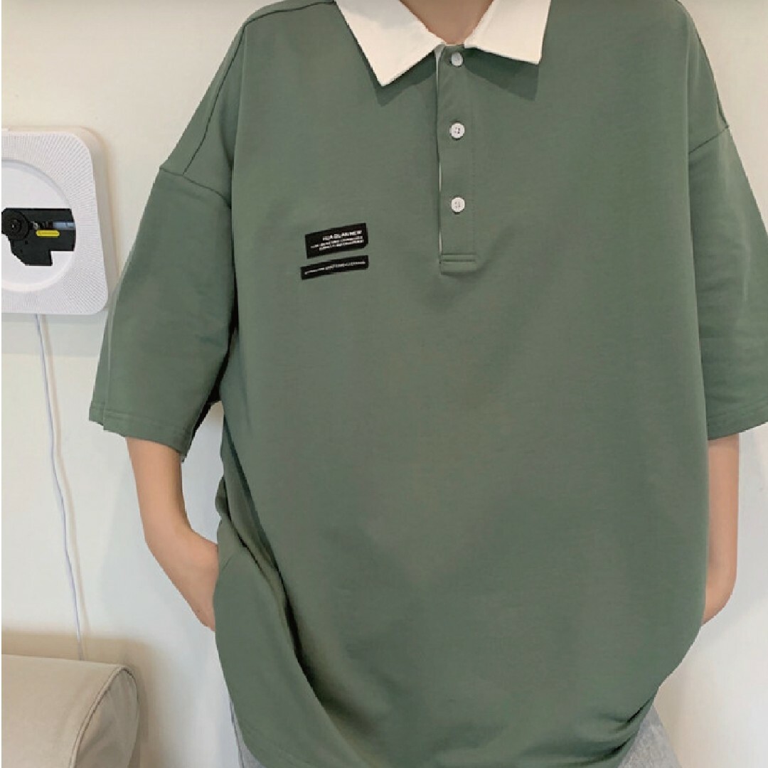 me Jane(ミージェーン)の襟配色BIGシルエットポロ レディースのトップス(シャツ/ブラウス(半袖/袖なし))の商品写真