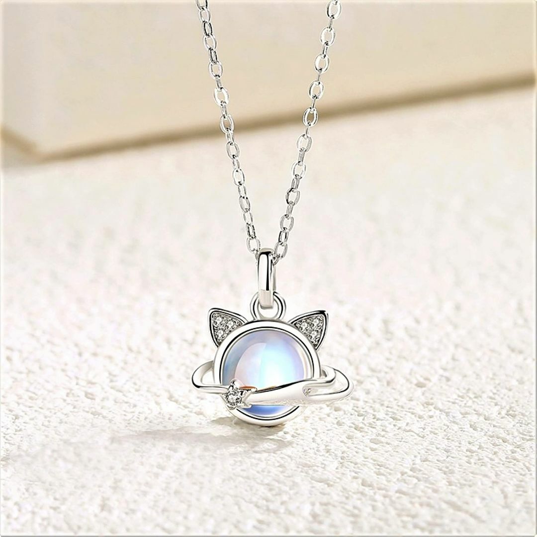 Bellitia Jewelry ムーンストーン 6月誕生石 宇宙猫 ネックレス