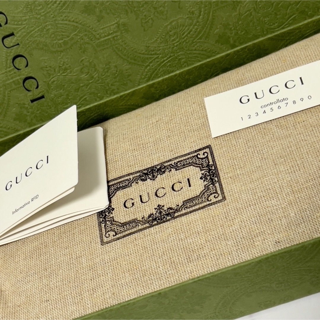 GUCCI 新品 未使用 ロング ウォレット 長財布 黒 シンプル GG 本革