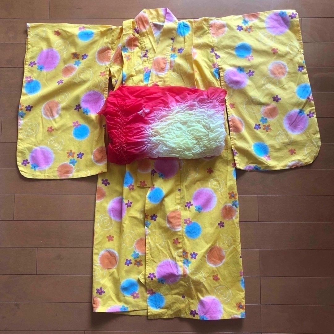 ★浴衣 へこおび 2点セット   100サイズ キッズ/ベビー/マタニティのキッズ服女の子用(90cm~)(甚平/浴衣)の商品写真