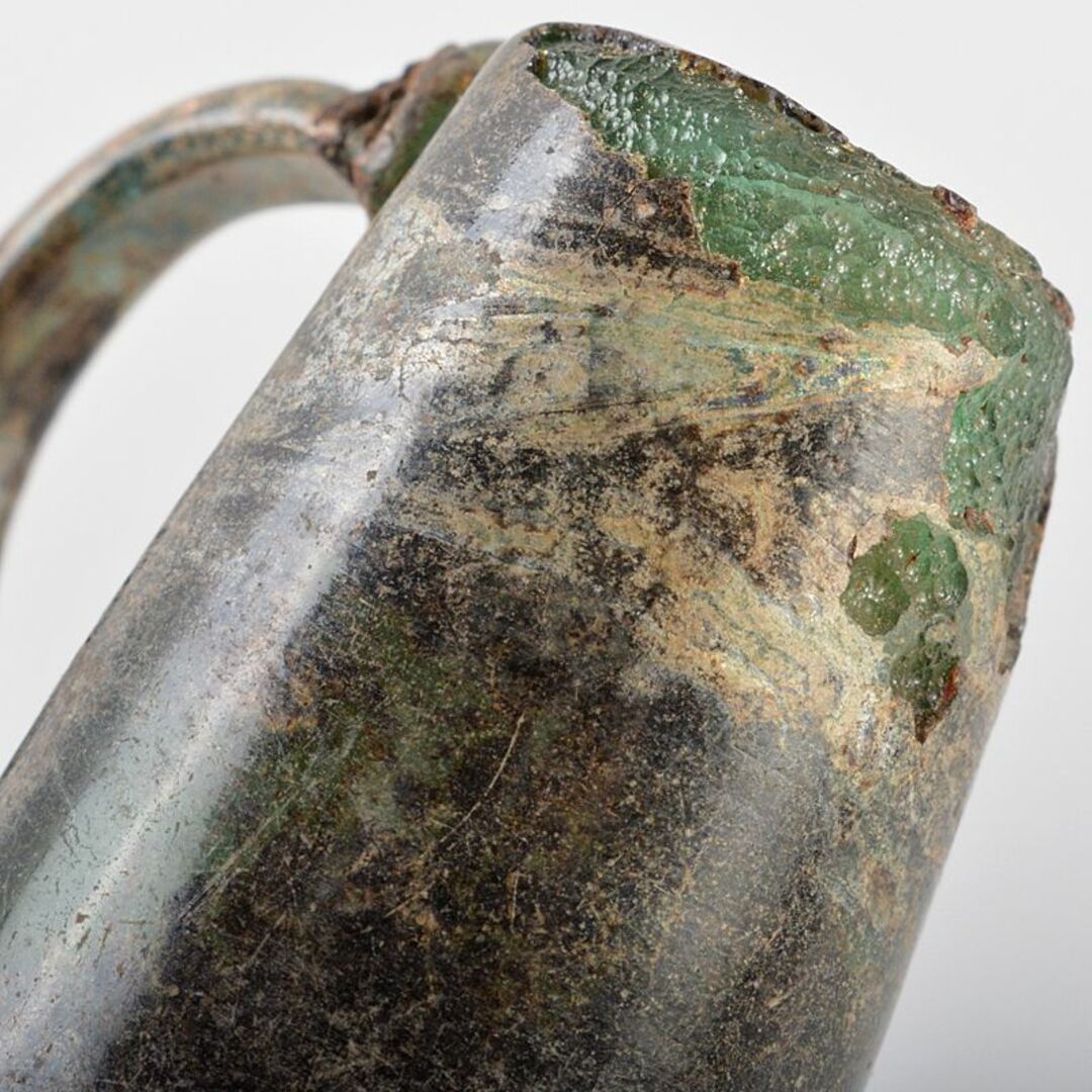 古代　ローマンガラス　取手付小瓶　N　R5933
