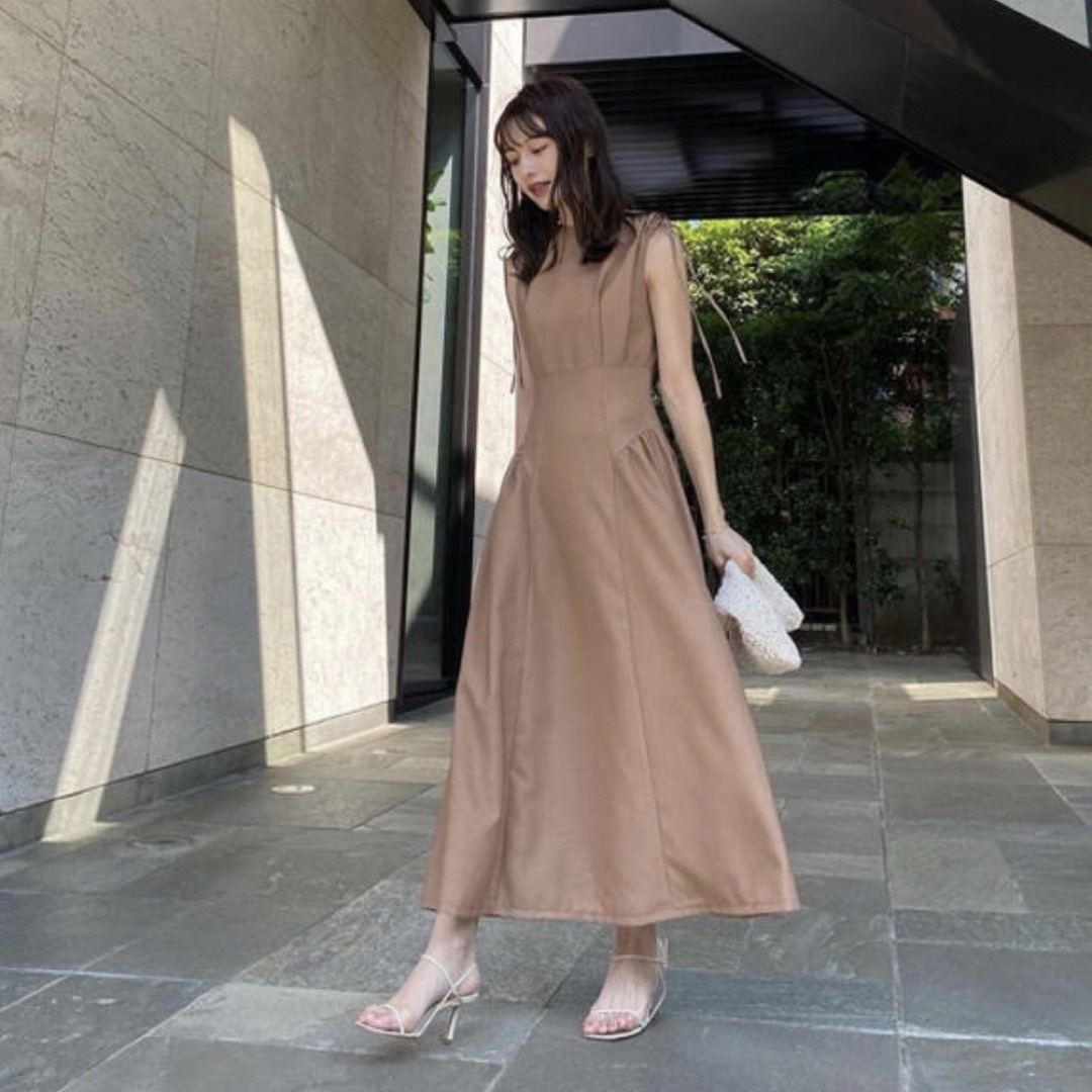 L'Or Drawstring Dress ベージュ - ロングワンピース