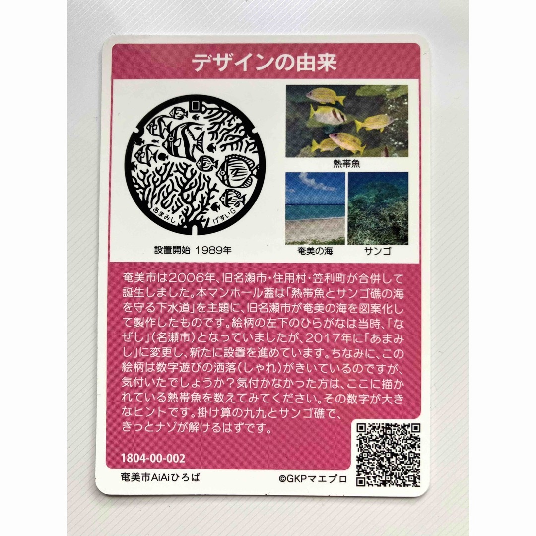 奄美大島★マンホールカード　1枚　鹿児島県奄美市 エンタメ/ホビーのトレーディングカード(その他)の商品写真