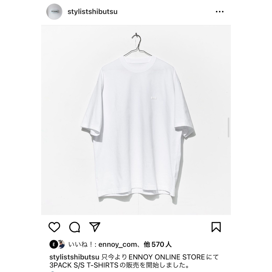 ENNOY 3PACK S/S T-SHIRTS white S 左裾ロゴ 1