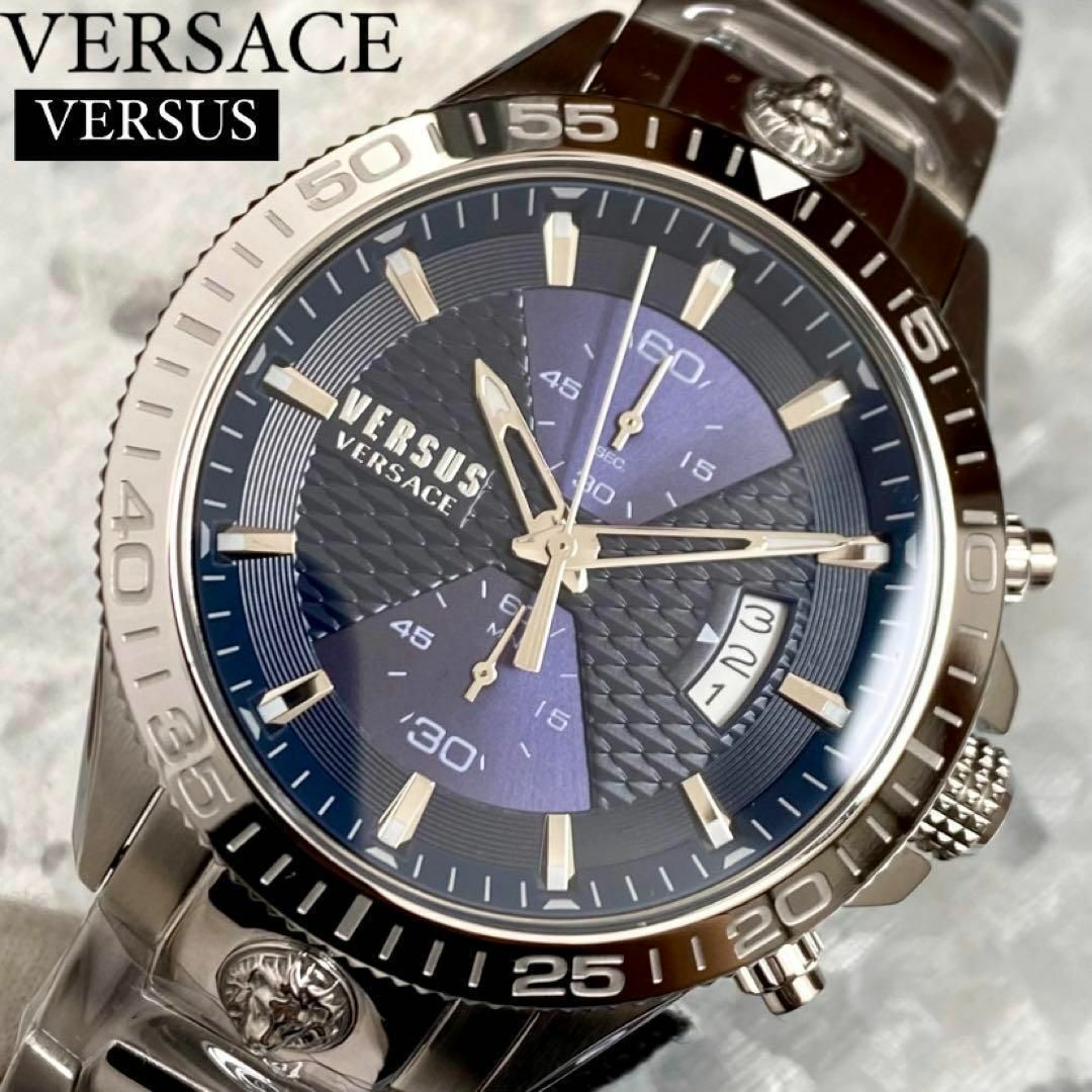 【新品】ヴェルサス/ヴェルサーチ シルバー ブルー メンズ腕時計 新品箱付き | フリマアプリ ラクマ