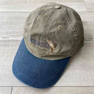 90s ヴィンテージ 魚 フィッシング 2トーンカラーキャップ 刺繍ロゴ