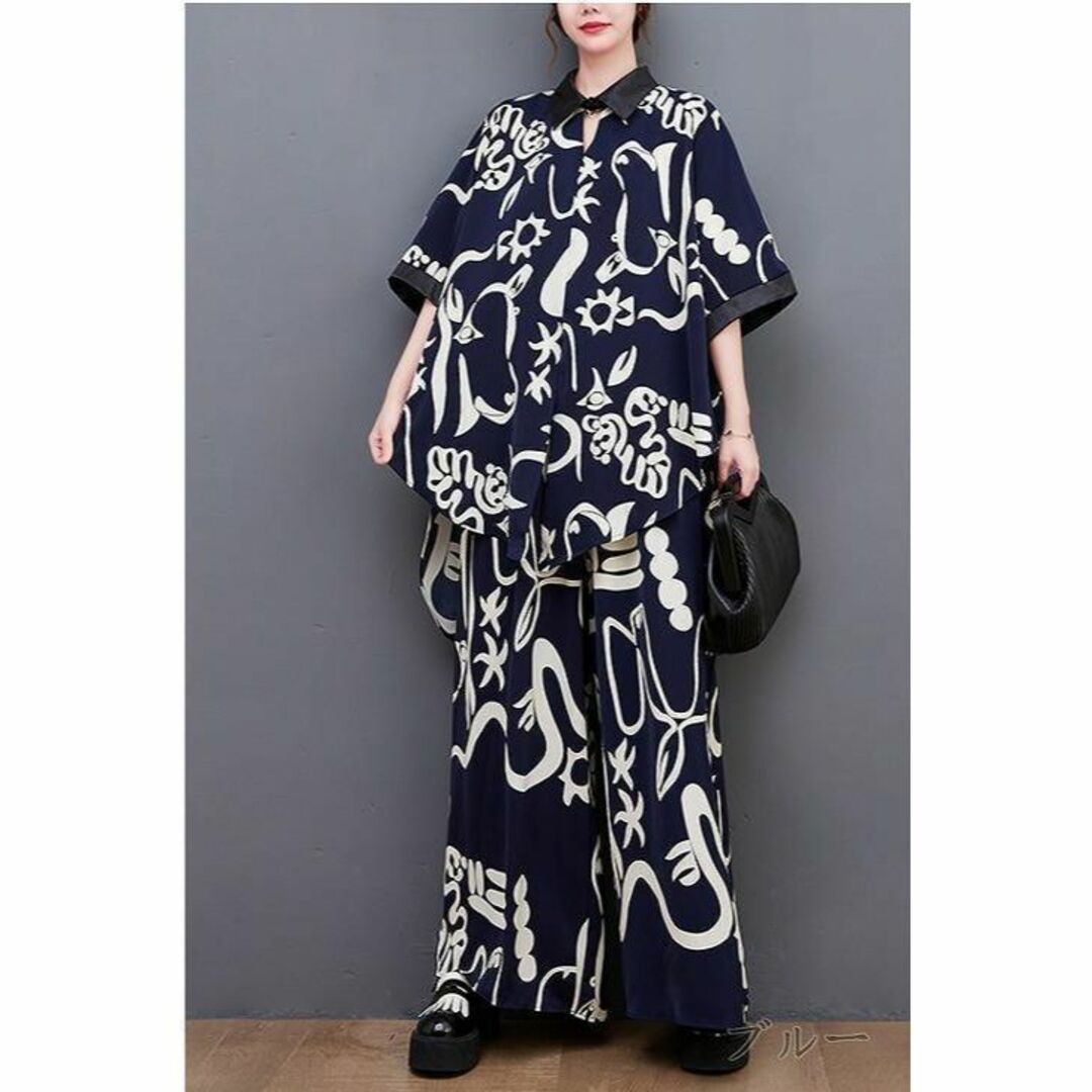 大きいサイズ レディース 春 夏 セットアップ トップス パンツ 新品 半袖 秋