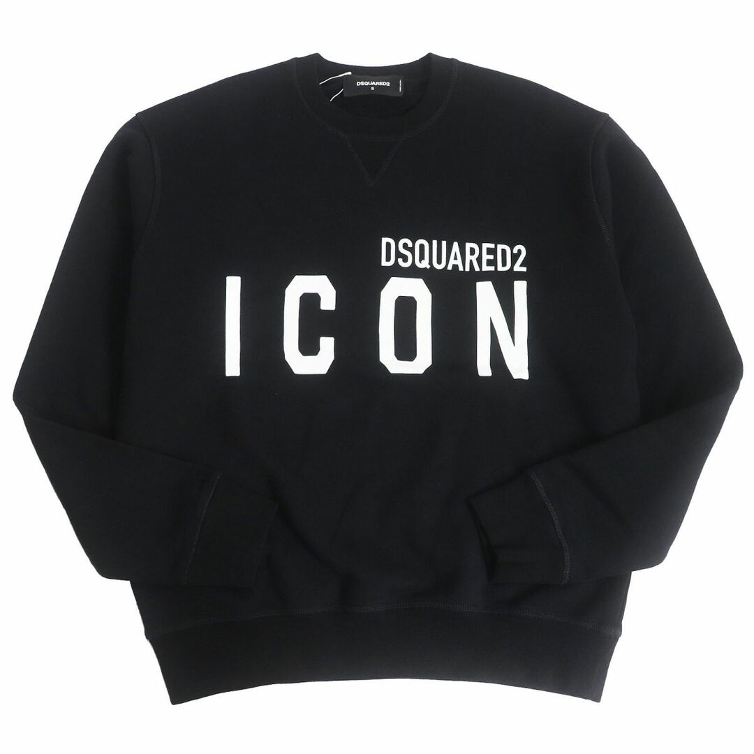 未使用品□20SS DSQUARED2/ディースクエアード S79GU0001 ICONプリント Cool Fit 裏起毛 長袖 スウェットシャツ/トレーナー 黒 S 伊製 正規