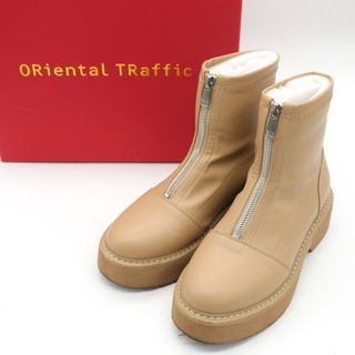 オリエンタルトラフィック ショートブーツ ハーフ 厚底 フロントジップ シューズ 靴 レディース Mサイズ ベージュ Oriental Traffic(ブーツ)