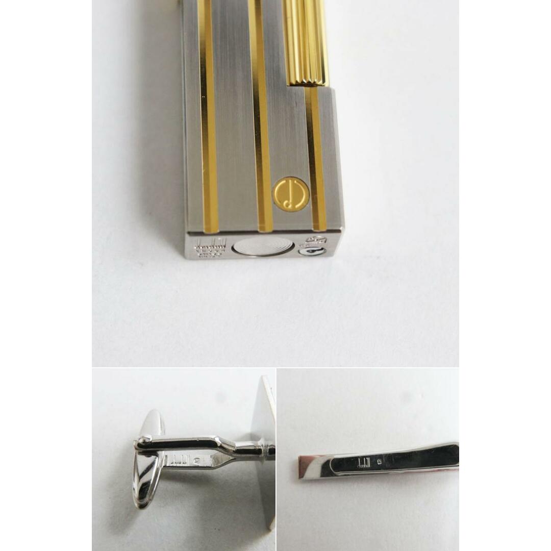 極美品○dunhill ダンヒル ストライプ柄 ガスライター/カフスボタン