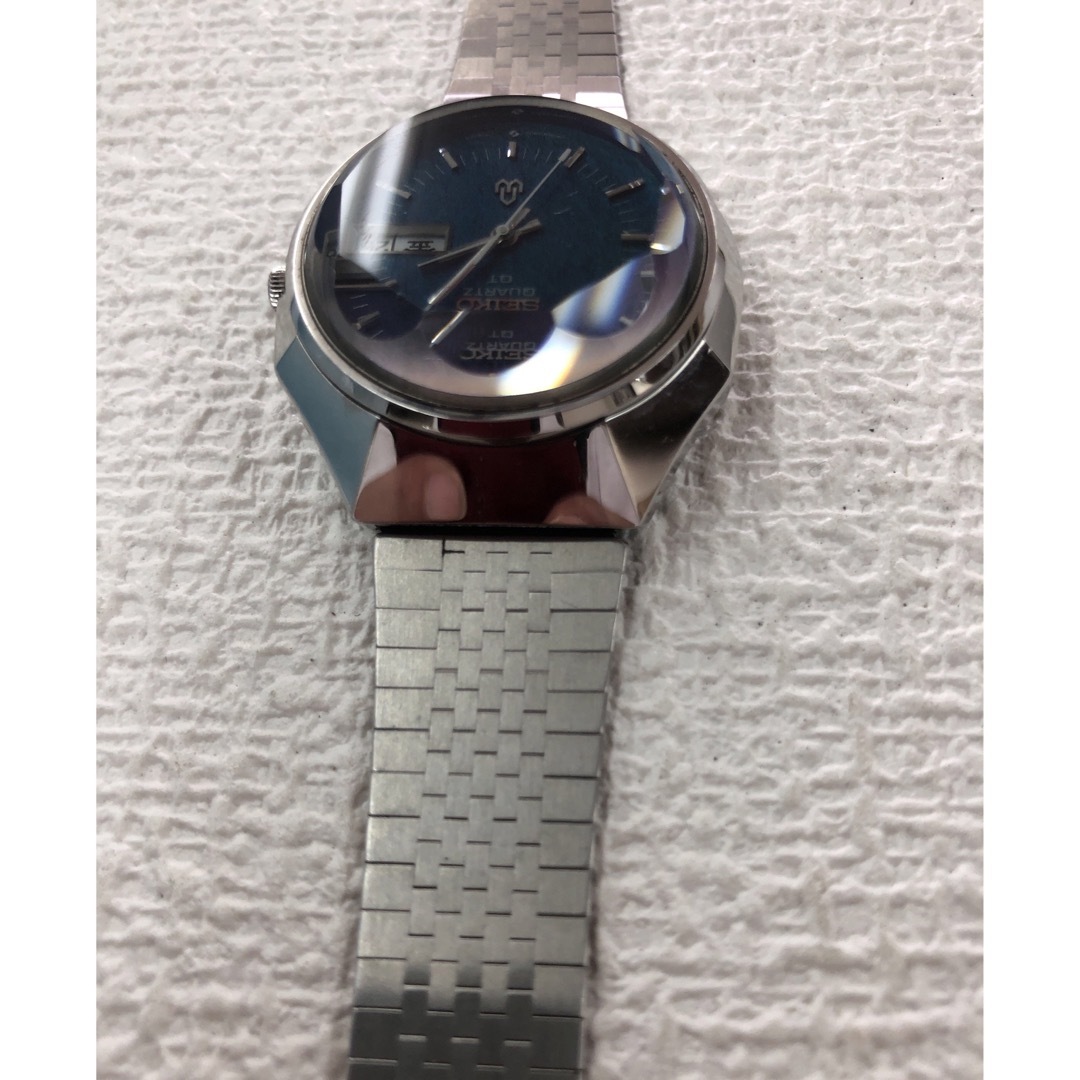 SEIKO 3803-7080 QT QUARTZ カットガラス青ブルー