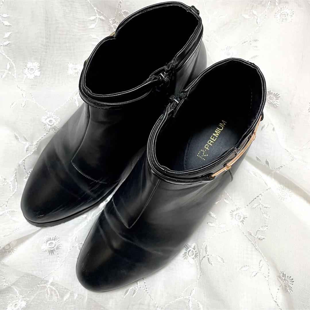 レインブーツ 防水 長靴 ショートブーツ 低ヒール 軽量 ブラック 黒 革靴の通販 by a.｜ラクマ
