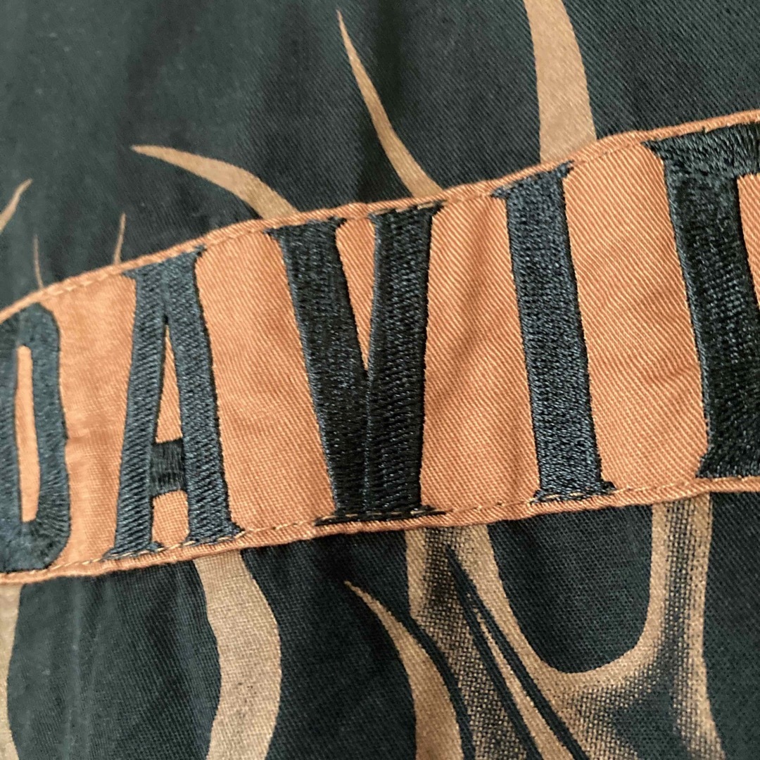 Harley Davidson(ハーレーダビッドソン)のbaiya M ハーレーダビッドソン　半袖　炎　黒　オレンジ　刺繍　メンズ　ロゴ メンズのトップス(シャツ)の商品写真