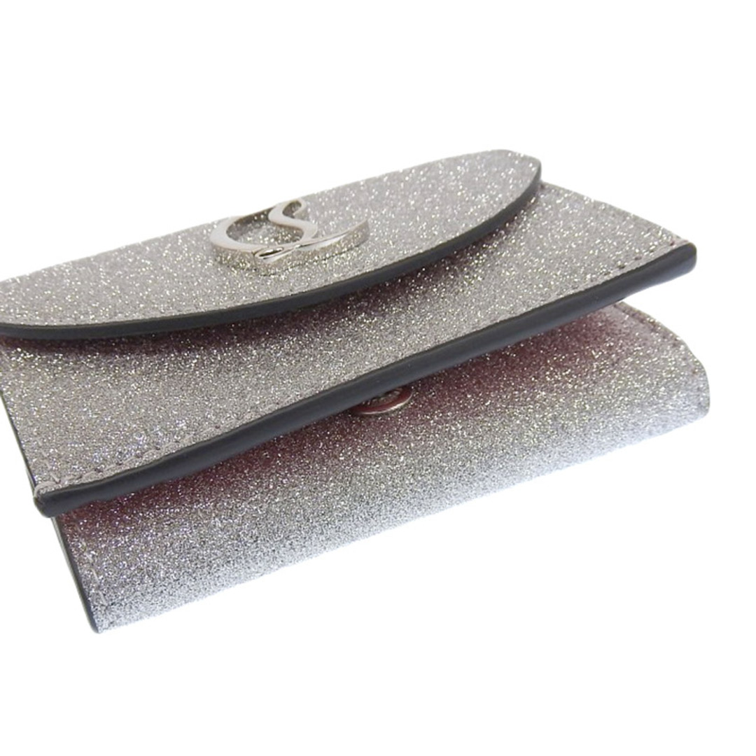 クリスチャンルブタン Christian Louboutin Loubi54 三つ折り財布 レザー シルバー/レッド 1235241 2023春夏モデル 美品 新入荷 OBB0487