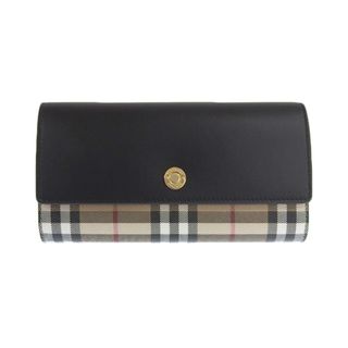 アザー(other)のバーバリー Burberry コンチネンタルウォレット ヴィンテージチェック 長財布 PVC/レザー ブラック×ベージュ 美品 新入荷 OBB0504(財布)