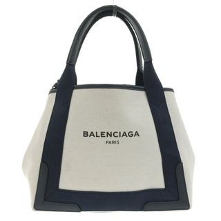 アザー(other)のバレンシアガ BALENCIAGA ネイビーカバスS ハンドバッグ キャンバス レザー ホワイト ネイビー 339933 中古 新入荷 OB1471(ハンドバッグ)