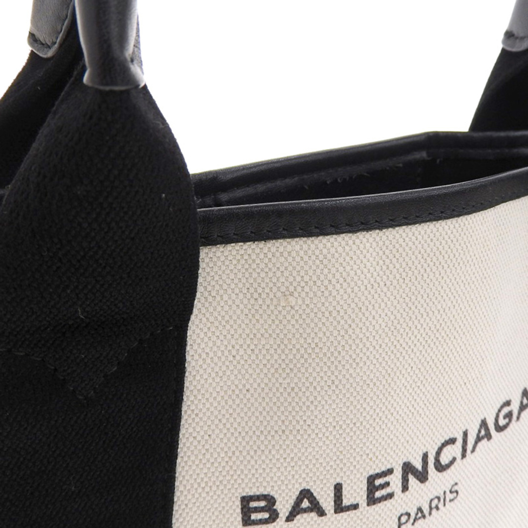 other(アザー)のバレンシアガ BALENCIAGA ネイビーカバスXS 2WAYバッグ ハンドバッグ キャンバス レザー ホワイト ブラック 390346 中古 新入荷 OB1483 レディースのバッグ(ハンドバッグ)の商品写真