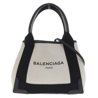 アザー(other)のバレンシアガ BALENCIAGA ネイビーカバスXS 2WAYバッグ ハンドバッグ キャンバス レザー ホワイト ブラック 390346 中古 新入荷 OB1483(ハンドバッグ)