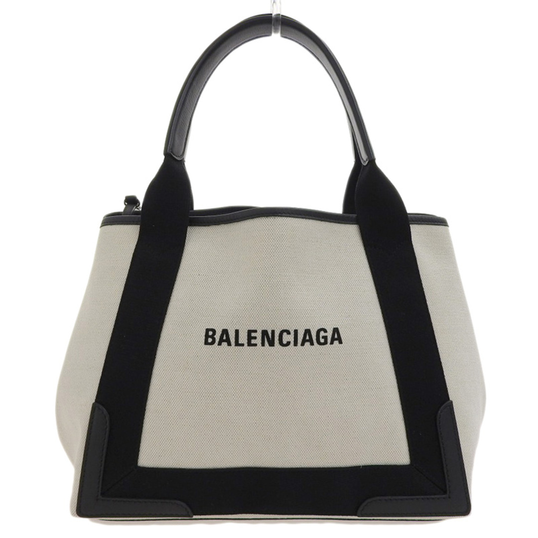 約30ｃｍ×縦バレンシアガ BALENCIAGA ネイビーカバスS ハンドバッグ キャンバス レザー ホワイト ブラック 339933  新入荷 OB1479