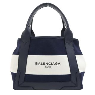 アザー(other)のバレンシアガ BALENCIAGA ネイビーカバスS ハンドバッグ キャンバス レザー ネイビー ホワイト 339933 中古 新入荷 OB1476(ハンドバッグ)